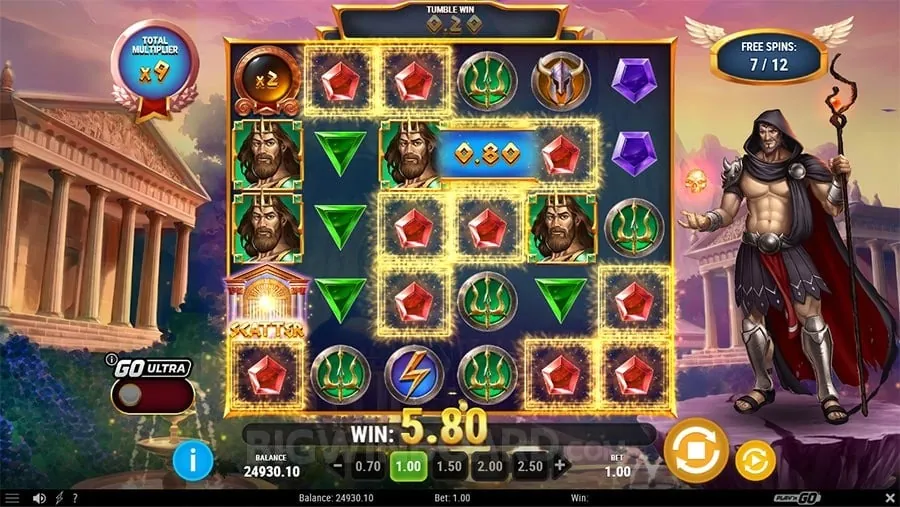 Vibrant slot machine with spinning reels and jackpot symbols